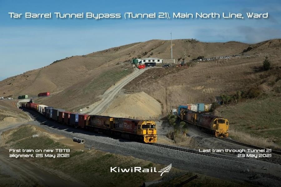 Freight train passing by the Tar Barrel Tunnel Bypass