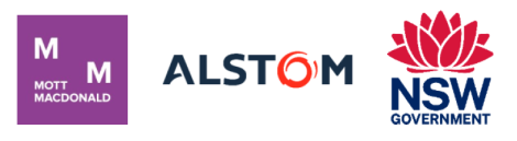 Mott Macdonald, Alstom and NSW Government logos