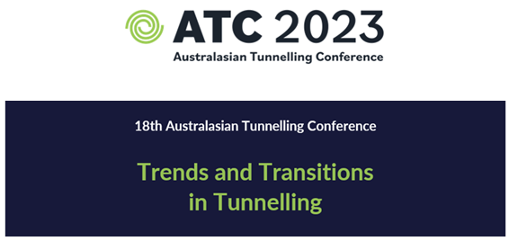 Text reads: 18th Australasian Tunnelling Conference, trends and transitions in tunnelling