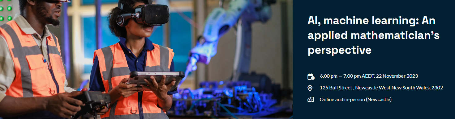 AI event header, image of two people wearing VR headsets